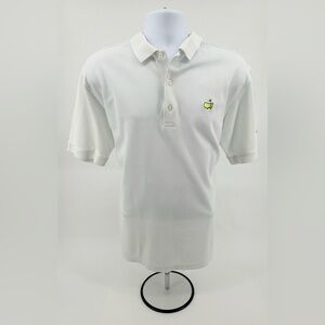 Masters Collection Logo White Short Sleeve Golf Polo Shirt Mercerized Mens Large